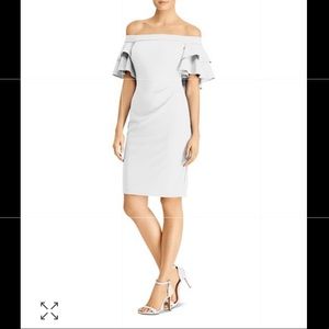 RALPH LAUREN Tiered Capelet Off-the-Shoulder Dress
